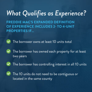 What qualifies as experience for Freddie Mac